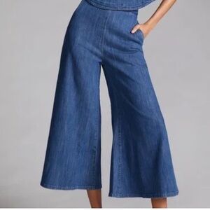 Pilcro Anthropologie High Rise Wide Leg Crop Boho Jeans